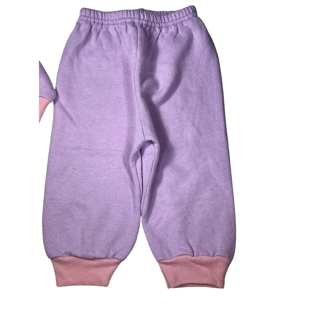 Vintage‎ Downhill Snow Bunny Fleece Sweatsuit Set Purple Pink 18 Months